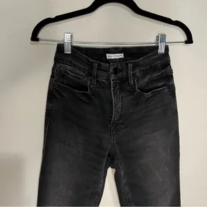 Good American‎ Good Classic Straight Step Hem High-Rise Washed Black Denim Jeans thumbnail 3