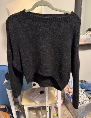 wild fable Black Sparkle Boatneck Crew Sweater thumbnail 1