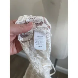 Hector Nicole White‎ Lace Mini Dress Sheer Crochet Slip Boho Size S thumbnail 7