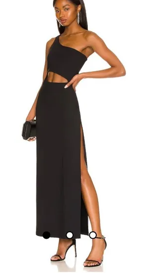 NWT Revolve Susana Monaco One Shoulder Cutout Maxi‎ Dress w Leg Slit Sz Large thumbnail 1
