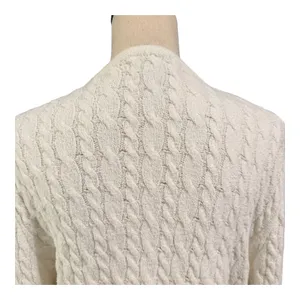 J. Crew Womens Ivory Cable Knit Odette Lady Sweater Jacket Sz L Old Money Luxury thumbnail 3