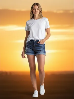 American Eagle Next Level Stretch Distressed Denim Shorts Womens 8 High Rise EUC thumbnail 3