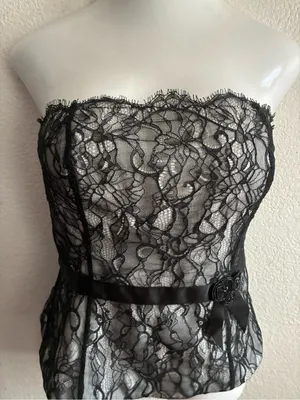 Ann Taylor Lace Corset Top Black 10 thumbnail 4