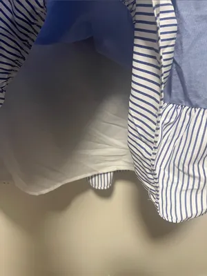 TUCKERNUCK Pomander Place Quinn Blue Striped Tiered Mini Dress, Size L thumbnail 8