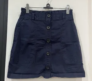 Abercrombie & Fitch Navy Ruffle Front Button Skirt Size XS Pockets thumbnail 1