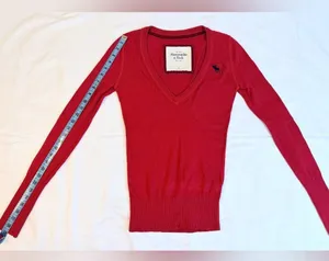 Vintage Y2K V-Neck Embroidered Moose Sweater - Red - M thumbnail 7
