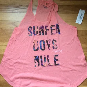Roxy Surfer Boys Rule Racerback Tank in Coral multi sz medium thumbnail 1