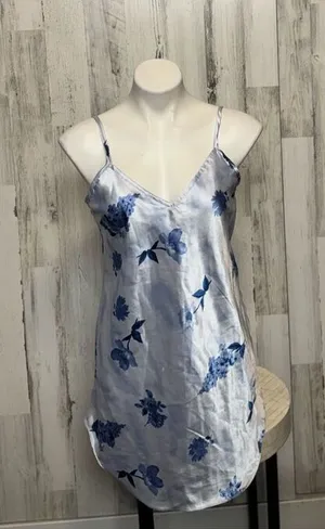 Vintage New Private Luxuries Blue Floral Nightgown Size Med thumbnail 1