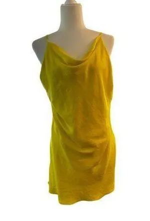 DANCE & MARVEL Lemon Yellow Slip Dress with Slight Cowl Neck in Sz Med thumbnail 1