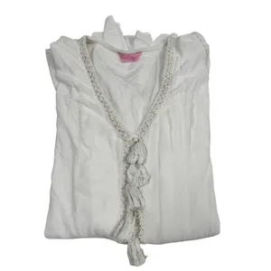 Lilly Pulitzer White Rayon Kaftan Beach Cover Up Gold Lace Tassel One‎ Size thumbnail 5