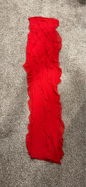 Oh Polly Nevali Bandeau Ruffle Maxi Dress Red thumbnail 5
