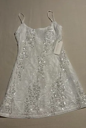 Brand new American threads white sequin mini dress.  thumbnail 1