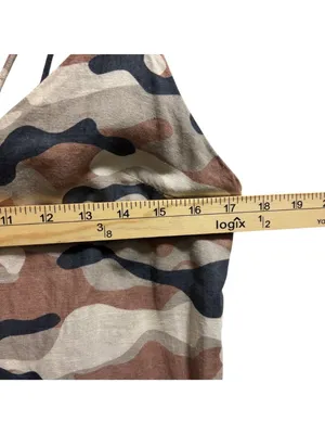 Zara Linen Blend Camo Print Mini Dress Size M thumbnail 5