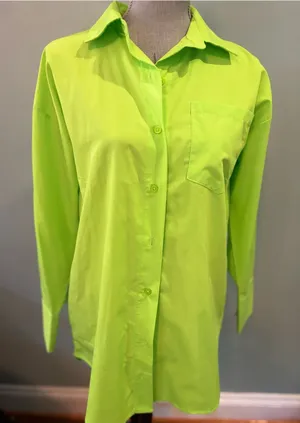 Neon Lime Long Sleeve Oversized Button thumbnail 1