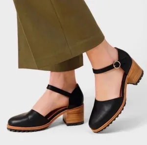 Portland Leather Patina Heeled Mary Jane Black Leather Block Heel Shoes Sz 8 NEW thumbnail 1