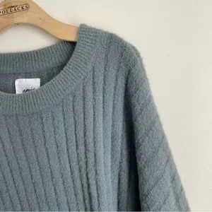 Aerie Buttercream Ribbed Oversized Sweater Green XL Soft Crewneck Pullover thumbnail 5