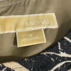 MICHAEL KORS Black & Tan Floral Linen Cap Sleeve Empire Waist Dress thumbnail 4
