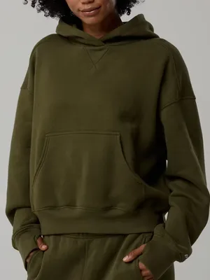 Aerie Cloud Fleece Classic Length Hoodie | Military Green thumbnail 1