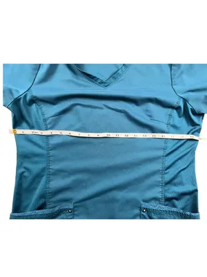 Purple Label by Healing Hands Yoga Scrub Top Size Large Blue Stretch Medical Uni thumbnail 3