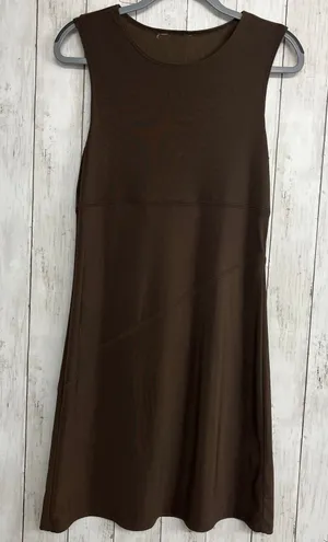 Brown Sleeveless Stretch Lightweight Plain Basic Midi Dress 9/10 Size undefined thumbnail 1
