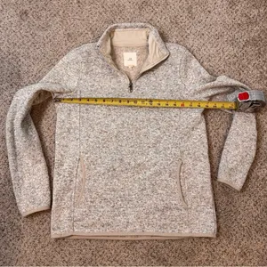 Thread & Supply Fleece Quarter Zip Pullover S Beige Neutral Cozy Chic Capsule thumbnail 9