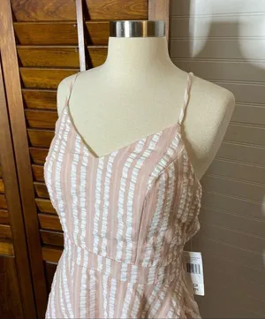 City Vibe Stripe Bow Fit & Flare Pink Dress thumbnail 3