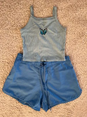 Size XS/S Blue Butterfly Themed Pajama Set thumbnail 1