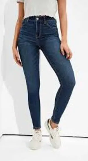 American Eagle hi-rise normcore distressed stretchy size 4 jeggings thumbnail 1