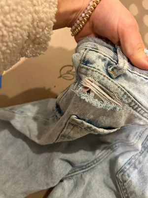 Zara light wash straight leg distressed jeans thumbnail 7