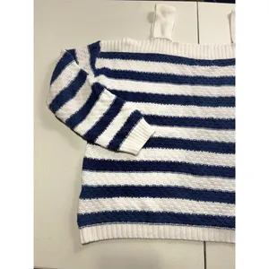 So Striped Knit‎ Sweater Cold Shoulder Long Sleeve Pullover Top M thumbnail 2