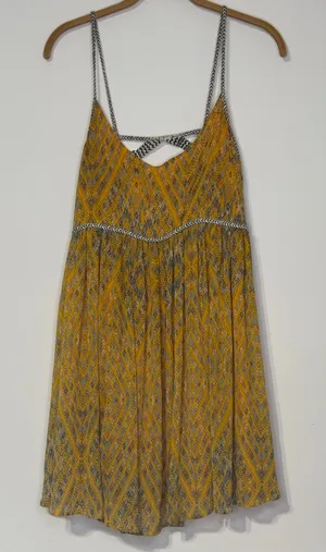 Free People Periscope Yellow Printed Sundress Spaghetti Strap Boho women’s Sz XS thumbnail 1