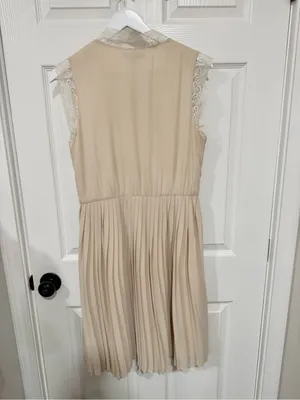 Banana Republic Lace Pleated Midi Dress Cream Romantic Cottagecore Size 6 thumbnail 7