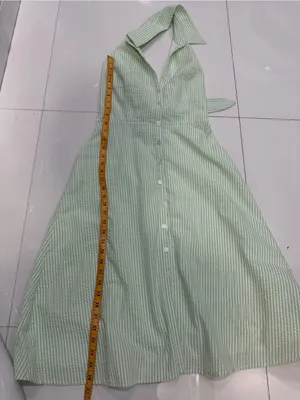 Spenser Jeremy Sleeveless Green Seersucker Button-Front Dress thumbnail 7
