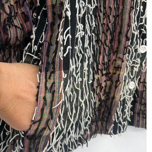 Silver Stream Textured Womens Shacket XL Artsy Lagenlook Boho Y2K Patchwork thumbnail 5