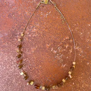 Brandy Melville Beautiful Lia Sophia metal stone beaded brown necklace thumbnail 3