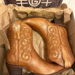 NIB Circle G Corral L6235 Women’s 8 Shedron Honey Brown Leather Ankle Boots NEW thumbnail 11