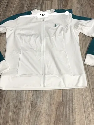 Lady Hanger Tennis Jacket White Green Lightweight Athletic Zip Up. thumbnail 10