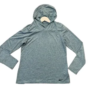 Nike dri-fit green hooded athletic long sleeve top M thumbnail 1