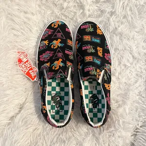 Rare Vans Market Black/ Neon Slip On seafood lobster Chinese characters sneakers thumbnail 3