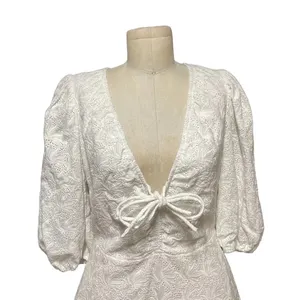 NICHOLAS Danni Bow-detailed Broderie Anglaise Mini Dress White Size US 8‎ thumbnail 4