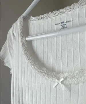 Brandy Melville White Lace Trim T-shirt thumbnail 2