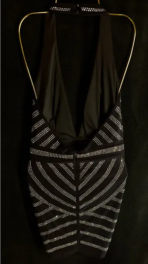 Boutique Black and Silver rhinestone mini dress thumbnail 1