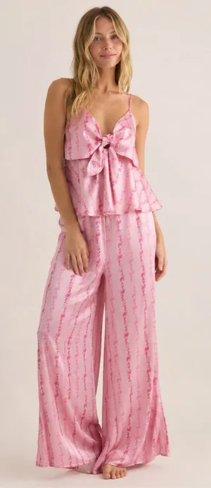 Rareraw Cottagecore Coquette Pink Satin Pajama Set Size Medium thumbnail 1