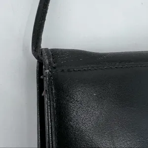 Vintage black leather cross‎ Body purse bag shoulder bag Tooled mid century thumbnail 16
