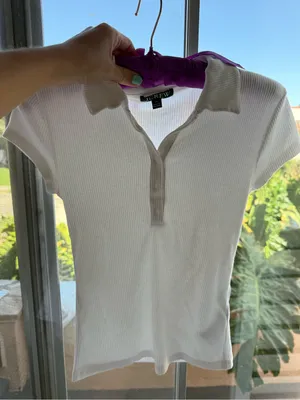 j. crew White Ribbed Polo Shirt sz S thumbnail 2
