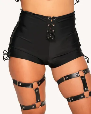 iHeartRaves Lace Up Booty Shorts thumbnail 1