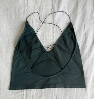 Intimately Free People dark forest green strappy back bralette tank thumbnail 2