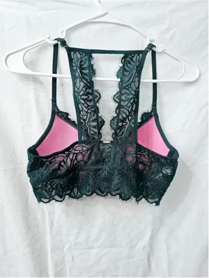 Women's Victoria's Secret PINK Lace Racerback Bralette Size S Green thumbnail 5