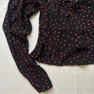 Julia Sweetheart Cherry Print Long Sleeve Top Blouse thumbnail 5