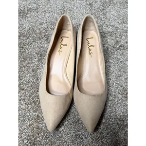 Lulus Women's Alessia Light Nude Suede Low Pointed-Toe Heels 7.5 thumbnail 2